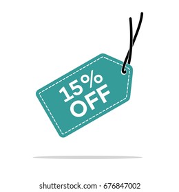 15% Discount Hang Tag Vector Template. Flat Design Illustration Design. Vector EPS 10.