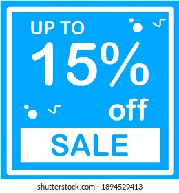 15% DISCOUNT ICONS WITH A LIGHT BLUE COLOR