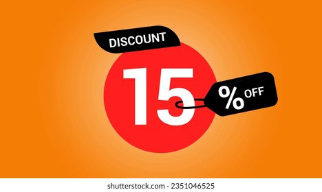 15%, discount label vector illustration, sale banner for promotional, special offer tag sticker design element, fifteen, sale offer price sign, vector design