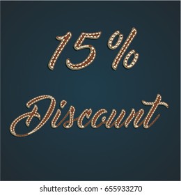 '15% Discount' leather sign, vector illustration