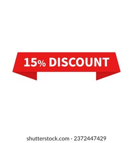 15 Discount In Red Ribbon Rectangle Shape For Advertising Business Marketing
