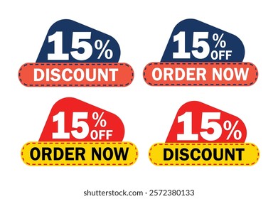 15% discount text vector  badge icon
