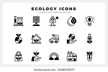 15 Ecologia Lineal Preenchimento ícones pack. ilustração vetorial.