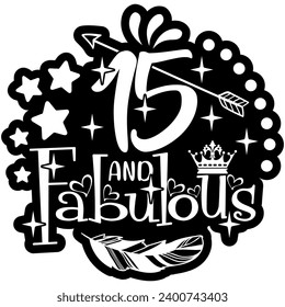 15 and fabulous black vector graphic design