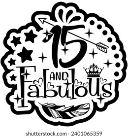 15 and fabulous black vector graphic design and cut file