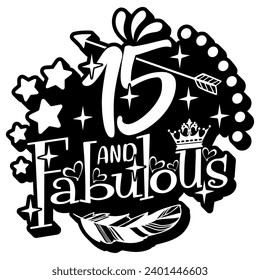 15 and fabulous black vector graphic design and cut file