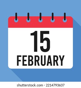 15 February Calendar. Blue Background. Vector Calendar.