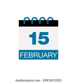 15 february calendar date icon vector eps