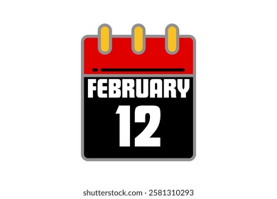 15  February calendar icon text page monthly web design on red, black, yellow and white background vector, icon, or illustration with the month of February 15