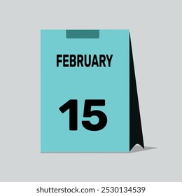 15 february calendar icon vector date number month design background.