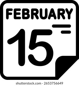 15 fevereiro Calendário Semi Sólido ícone minimalista