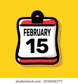 15 february calender color icon page year concept. number date text design.