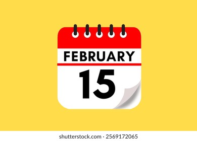 15 February month single day vector, illustration, calendar with maroon, rose and white color background calendar February 15