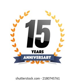 15 Fifteen Years Anniversary Vector Label	