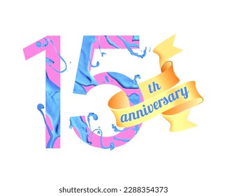 15 (fifteen) years anniversary. Vector paint digit