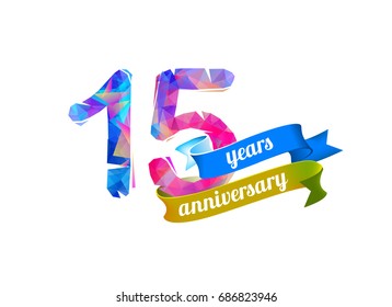 15 (fifteen) years anniversary. Vector triangular digits
