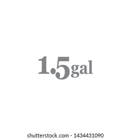 1.5 gal sign (mark) estimated volumes gallons. Vector symbol packaging, labels used in the US for prepacked foods drinks different gallons and quarts. 1.5 gal vol single icon isolated white background