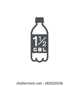 1.5 gal sign (mark) estimated volumes gallons. Vector symbol packaging, labels used in the US for prepacked foods drinks different gallons and quarts. 1.5 gal vol single icon isolated white background