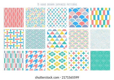 15 HAND DRAWN  JAPANESE PATTERNS.