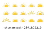 15 Hand drawn suns on white background, vector eps10 illustration