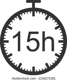 15 hour timer icon, time symbol vector