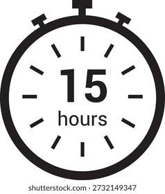 15 hours clock arrow. symbol work time, delivery and service time, isolated on white , vector icon Illustration