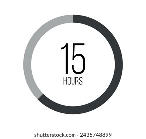 15 hours. Modern round clock, hour counter and technological time. Vector on white background