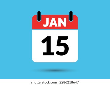 15 de enero Calendario Fecha Icono plano Día 15 Ilustración vectorial