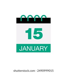 15 january calendar date icon vector eps