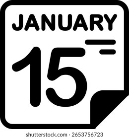 Calendario del 15 de enero Icono minimalista semisólido