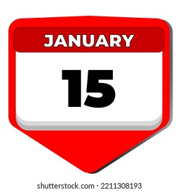 15 January vector icon calendar day. 15 date of January. Fifteenth day of January. 15th date number. 15 day calendar. Fifteen date. Vector illustration