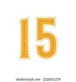  15 jersey number colorful lettering design.
