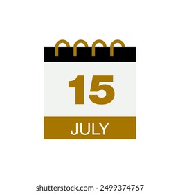 15 july calendar date icon vector eps