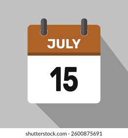 15 july calendar icon vector month date illustration design