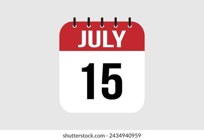 15 July Calendar. July Calendar Vector Illustration.