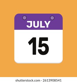 15 july calender icon text page monthly web design.