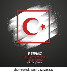15 July, Happy Holidays Democracy Republic of Turkey celebration background, vector, illustration, eps file