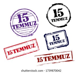 15 July 15 temmuz stamp red black purple