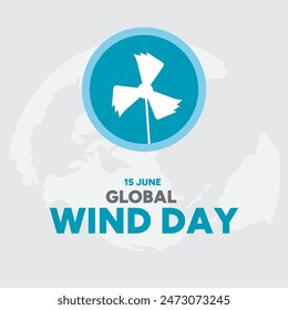 15 de junio día mundial del viento. día mundial del viento 2024. diseño del concepto de turbinas eólicas,