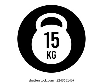 15 kg weight icon. Vector weight in kilograms isolated on white background