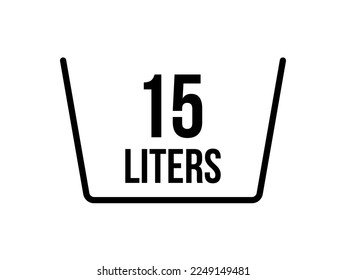 15 liters icon. Liquid measure vector in liters isolated on white background