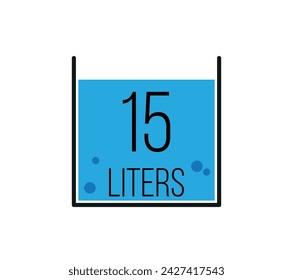 15 liters icon vector design. Liquid measure in liters isolated on white background
