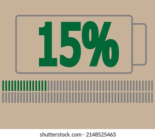15 % Last. Batterieladungssymbol. Vektorgrafik