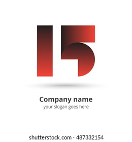 15 logo vector year concept. Anniversary number one five,1 and 5. Monogram numbers thirteen celebrating. Logotype with red gradient color.