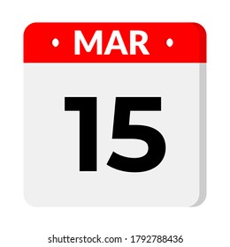 15 March calendar icon, vector illustration