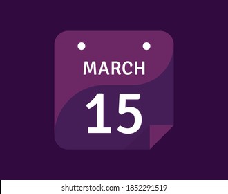 15 March, March 15 icon Single Day Calendar Vector illustration