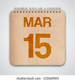 15 March on Old Notebook Vector