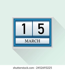 15 de marzo Vector plano diario calendario icono Fecha y mes