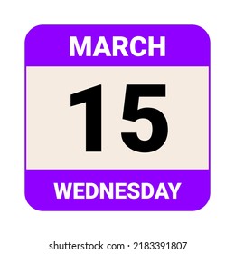 15 March, Wednesday. Date template. Useful design for calendar or event promotion. Vector illustration EPS 10 File