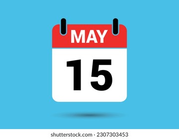 15 May Calendar Date Flat Icon Day 15 Vector Illustration